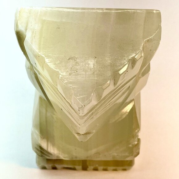 Vintage Hand Carved Onyx TIKI Aztec Mayan God Handmade Lucid Stone Bookend - Picture 11 of 15